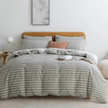 JELLYMONI King Duvet Cover Set, Cotton Duvet Cover 3 Pieces with Zipper Closure, 1 Duvet Cover and 2 Pillowcases(Gray with White