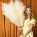 EVODIS Faux Pampas Grass 6 Stems, Artificial Pampas Grass - 43 inch Total Extra Large Pompass Grass Tall Pompous Boho Flower Arr