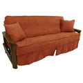 Blazing Needles Solid Microsuede Double Corded 8 to 9 Futon Slipcover Set with 2 Throw Pillows (Set of 3), Full, Spice