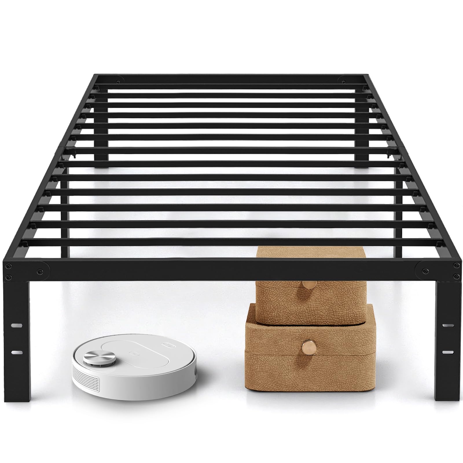 Twin Size Bed Frame, 14 Inch Metal Platform Bed Frames with Heavy Duty Steel Slat Support, No Box Spring Needed, Easy Assembly, 
