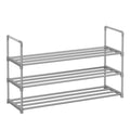 SONGMICS Shoe Rack, 3 Tier Shoe Organizer, Metal Shoe Storage Shelf for 15 Pairs of Shoes, Easy to Assemble, Entryway, Grey ULSA