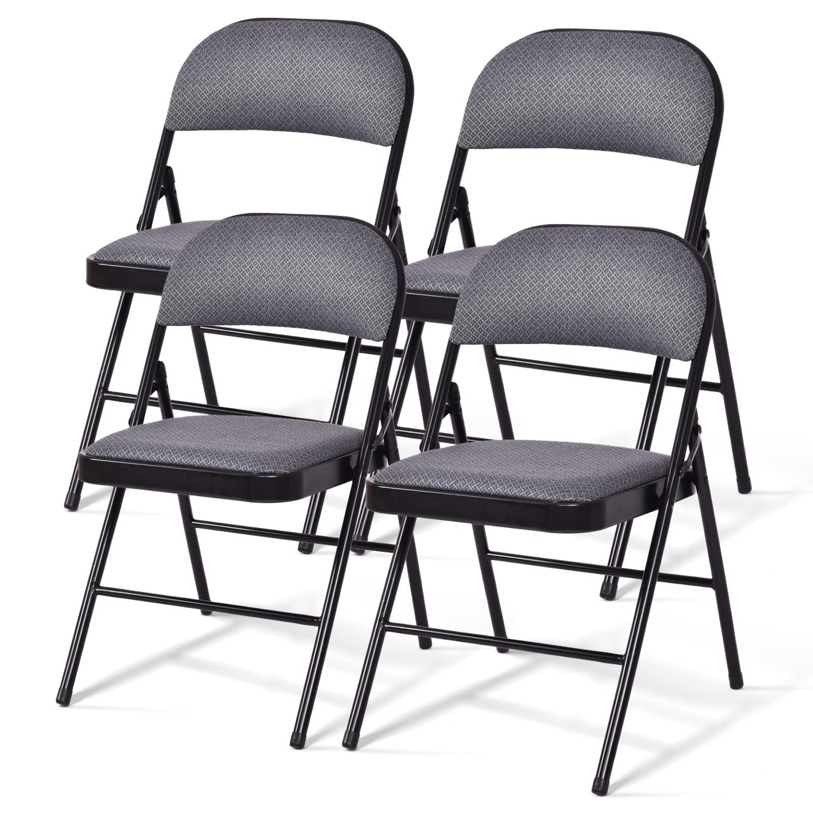 GOFLAME 4 Pack Folding Chairs, Fabric Dining Chair Set with Padded Cushion and Back, Indoor Outdoor Upholstered Commercial Seat 