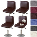 HFCNMY Bar Stool Chair Covers, 4 Pack Stretch Waterproof PU Bar Stool Covers with Backs Washable Bar Chair Covers Swivel Barstoo