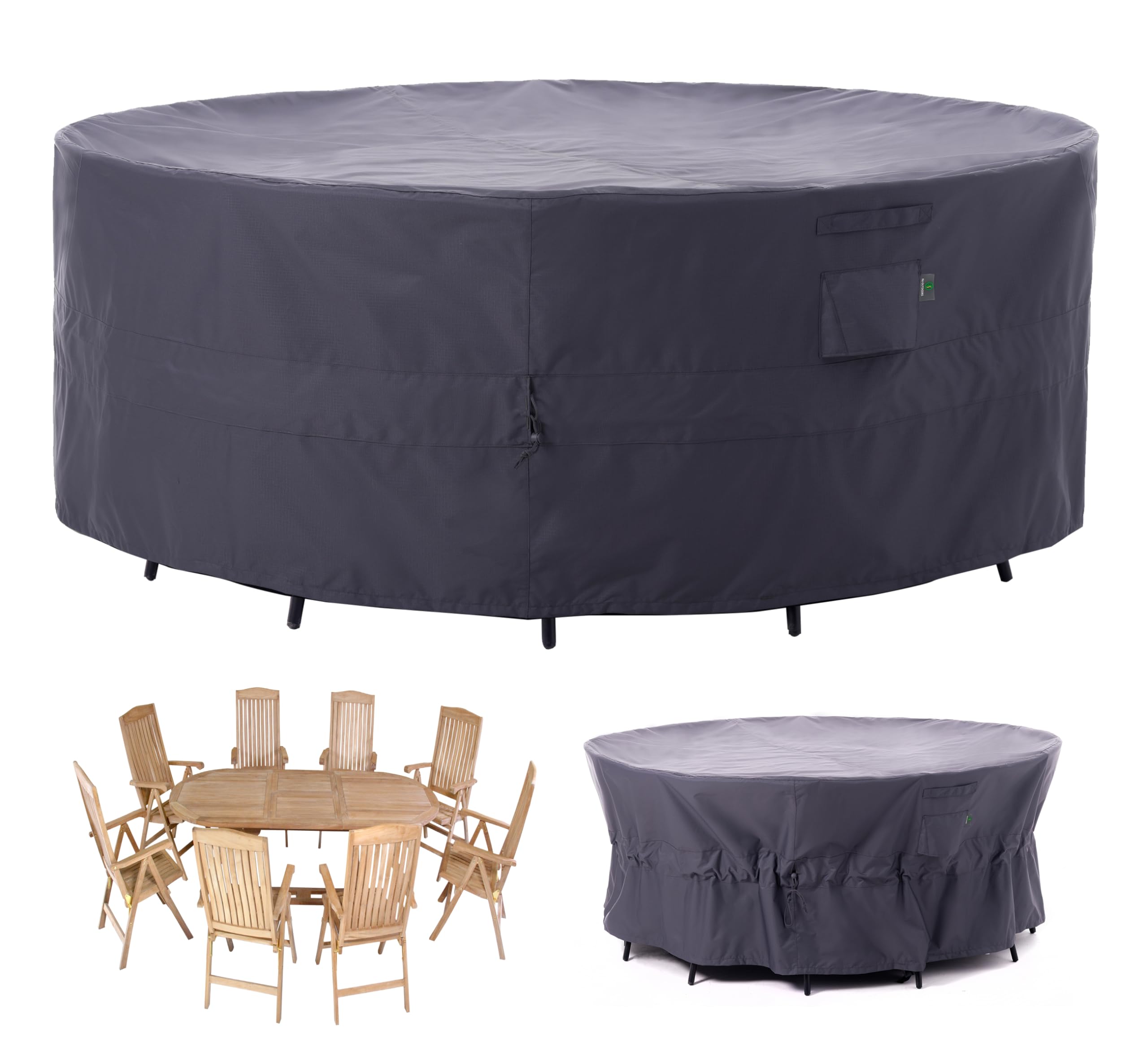 F&J Outdoors Patio Furniture Covers, Heavy Duty Tear Resistant Waterproof UV Resistant Windproof Outdoor Furniture Cover, Grey, 