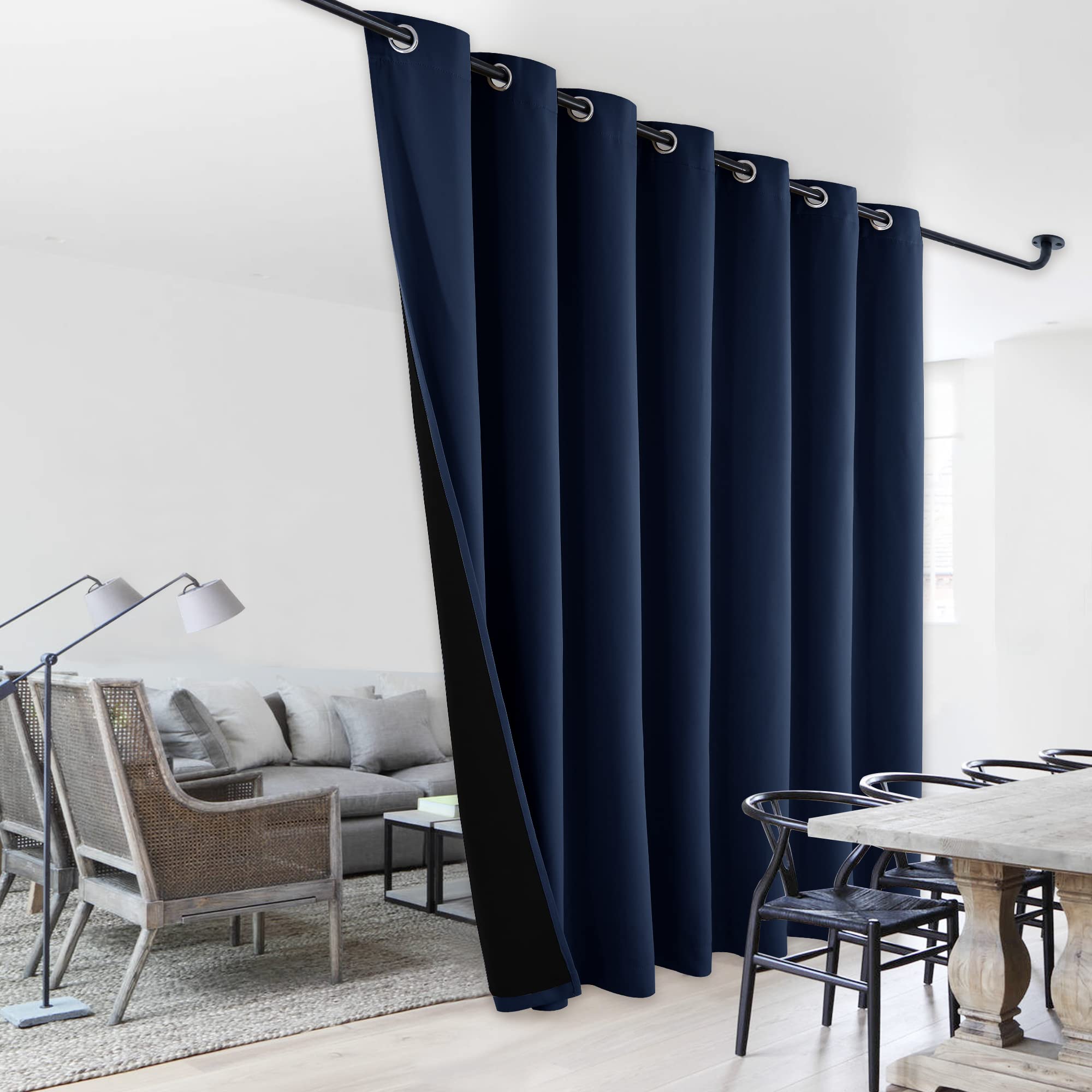 NICETOWN Warm Curtains for Winter, 100% Blackout Patio Sliding Door Wide Lined Drape, Keep Warm Drapery, Sliding Glass Door Pane