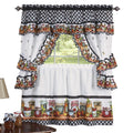 Collections Etc Mason Jars Kitchen Rod Pocket Window Curtain Set, Brown, 57 X 36