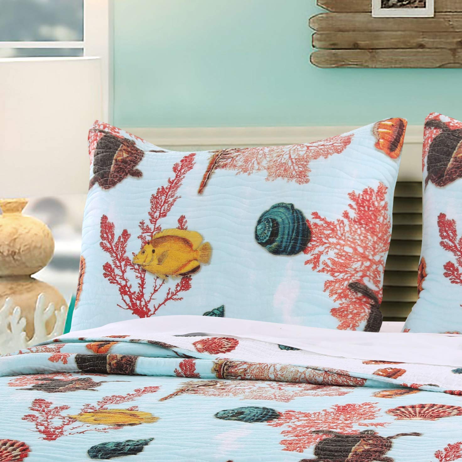 Greenland Home Big Island Pillow Sham, King, Blue