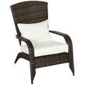 Outsunny Patio Wicker Adirondack Chair, Outdoor All-Weather Rattan Fire Pit Chair w/Soft Cushions, Tall Curved Backrest and Comf