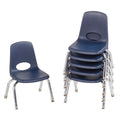 FDP 10 School Stack Chair, Stacking Student Seat with Chromed Steel Legs and Nylon Swivel Glides; For In-Home Learning or Classr