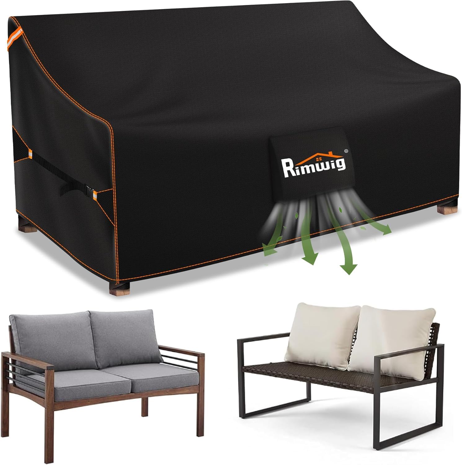 Rimwig Outdoor Sofa Covers Waterproof 2-Seater outdoor couch cover 420D Heavy Duty outside Patio loveseat Cover 54Wx38Dx35H inch