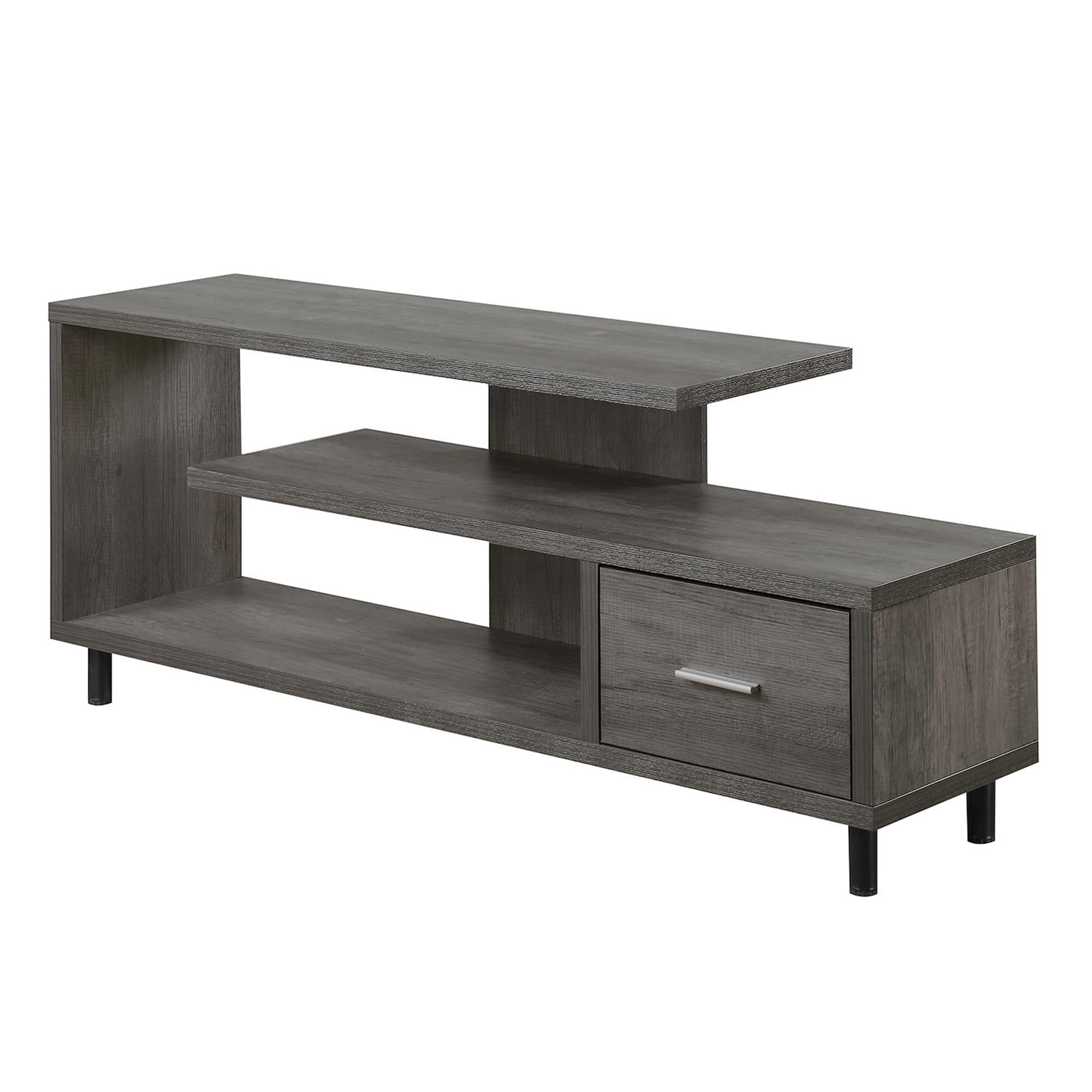Convenience Concepts Seal II TV Stand 23.75 - 3-Tier Entertainment Center for TVs up to 65 Inches, Modern 1 Drawer TV Mount with