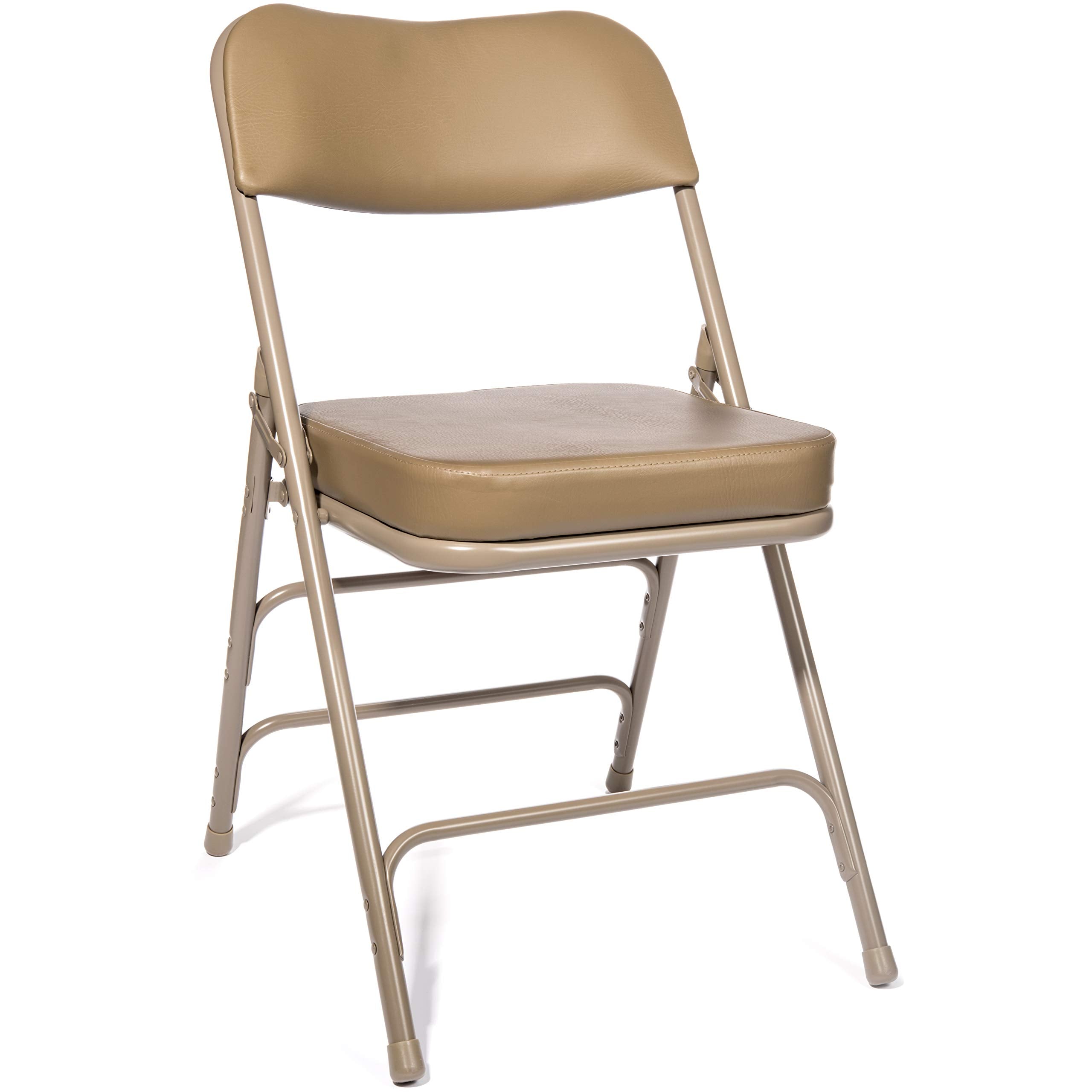 XL Series Vinyl Upholstered Folding Chair (2 Pack) - Heavy Duty Ultra Padded 2 Thick Padded Seat and Back, Triple Braced - Quad 