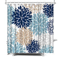 ArtBones Navy Blue Shower Curtain 72x72inch Blue Dahlia Flower Shower Curtain Bathroom Decor, Polyester Fabric Bath Curtain