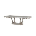 Benjara Traditional Style Dining Table with Scrolled Floral Motifs, Cream