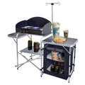 CampLand Folding Cooking Table Outdoor Portable Cook Station Aluminum Camping Kitchen with Storage Organizer (Black)