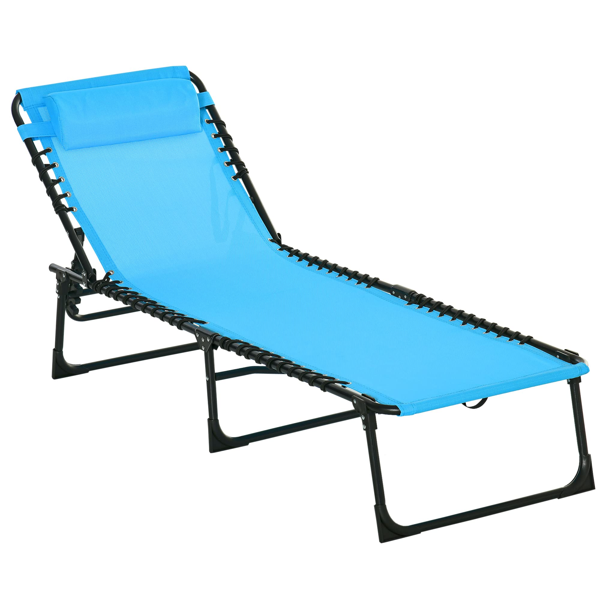 Outsunny Folding Chaise Lounge Pool Chair, Patio Sun Tanning Chair, Outdoor Lounge Chair with 4-Position Reclining Back, Breatha