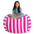 Posh Stuffable Kids Stuffed Animal Storage Bean Bag Chair Cover - Childrens Toy Organizer, X-Large 48 - Canvas Stripes Pink and 
