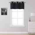 SeeGlee 16 Inch Length Black Valance Curtain for Bathroom Small Window - Blackout Grommet Top Small Valance for Basement Kitchen