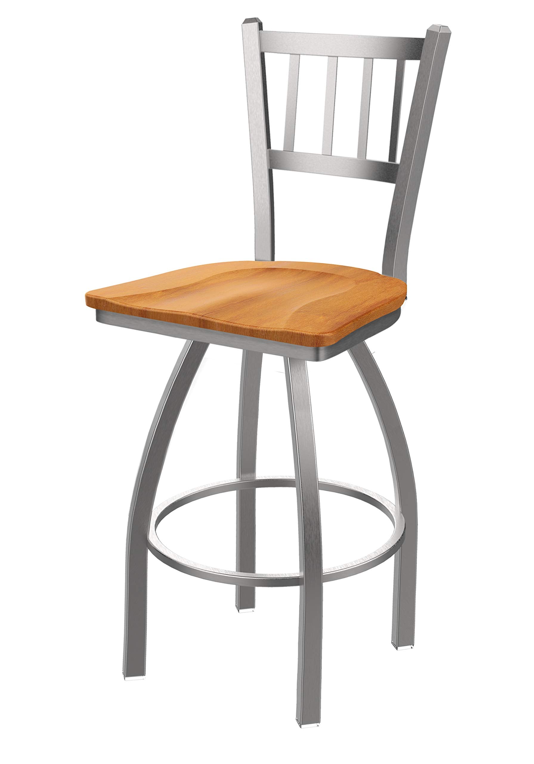 810 Contessa Stainless Steel 25 Swivel Counter Stool with Medium Maple Seat