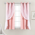 Lush Decor Star Sheer Insulated Grommet Blackout Window Curtain Panel Pair, 63 L x 38 W, Pink