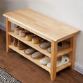 XKZG Storage Bench Wooden Shoe Rack Bench Simple Style Wood Entryway Bench (Natural,31.5)