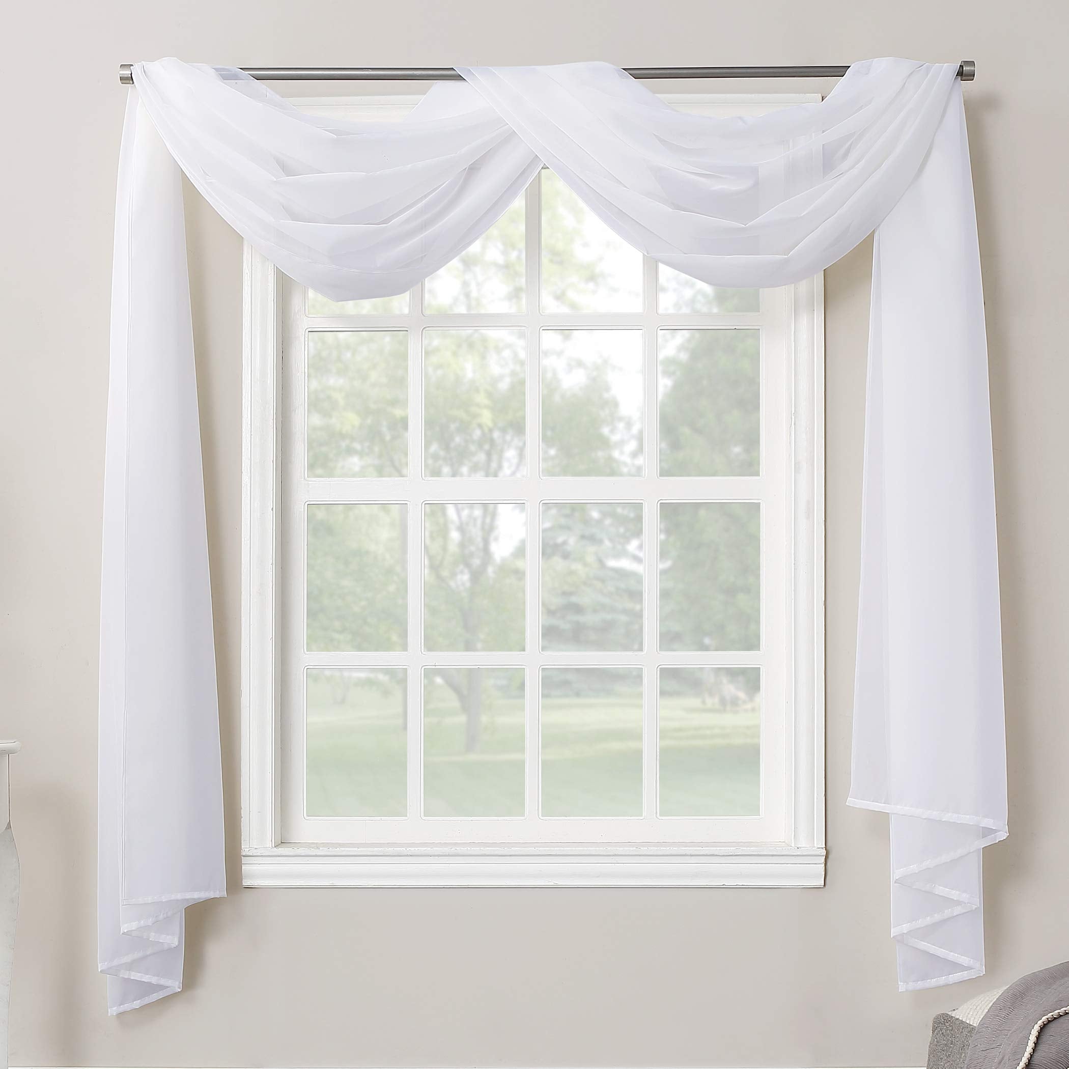 No. 918 Emily Sheer Voile Rod Pocket Curtain Panel, 59 x 216, White