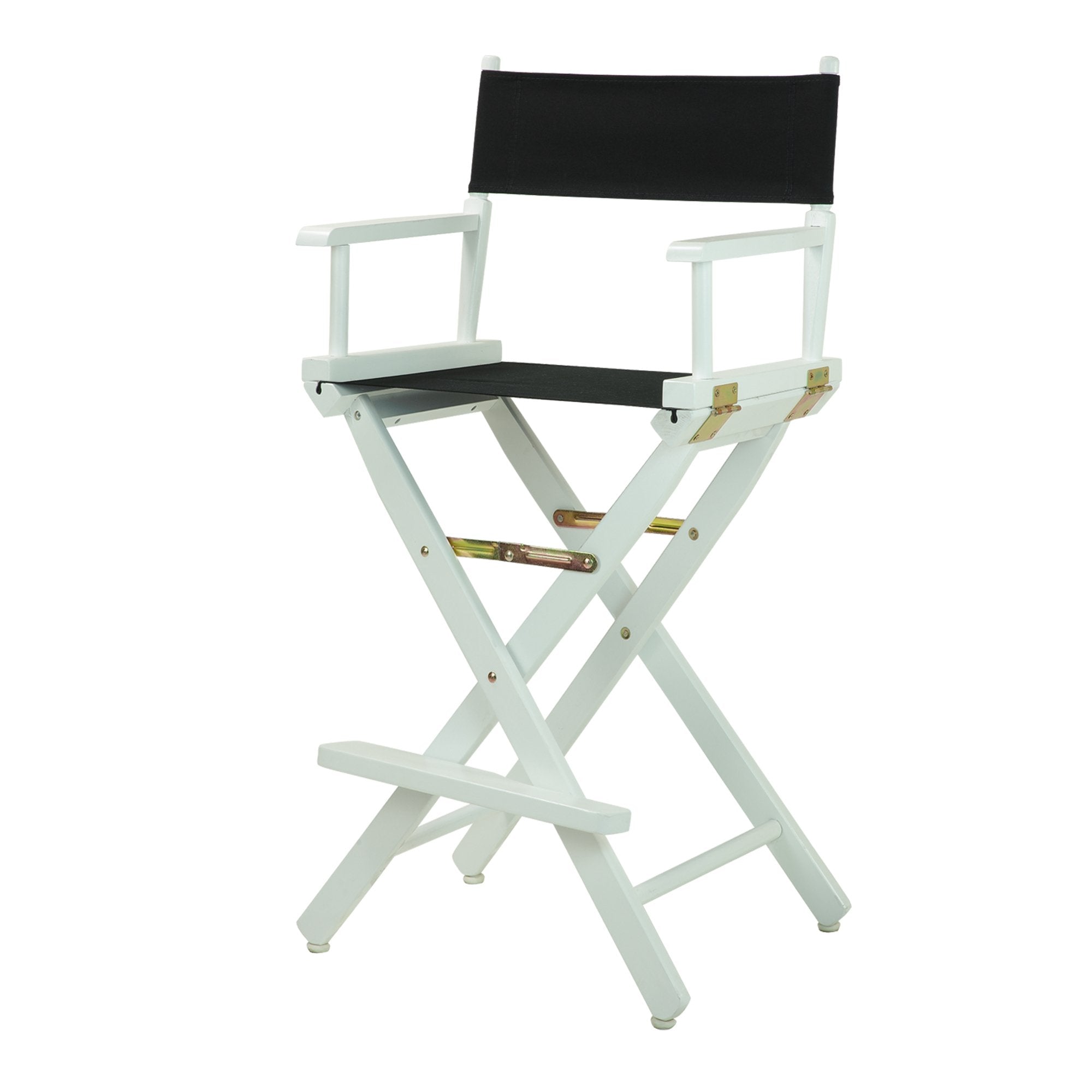 Casual Home Directors Chair ,White Frame/Black Canvas,30 - Bar Height