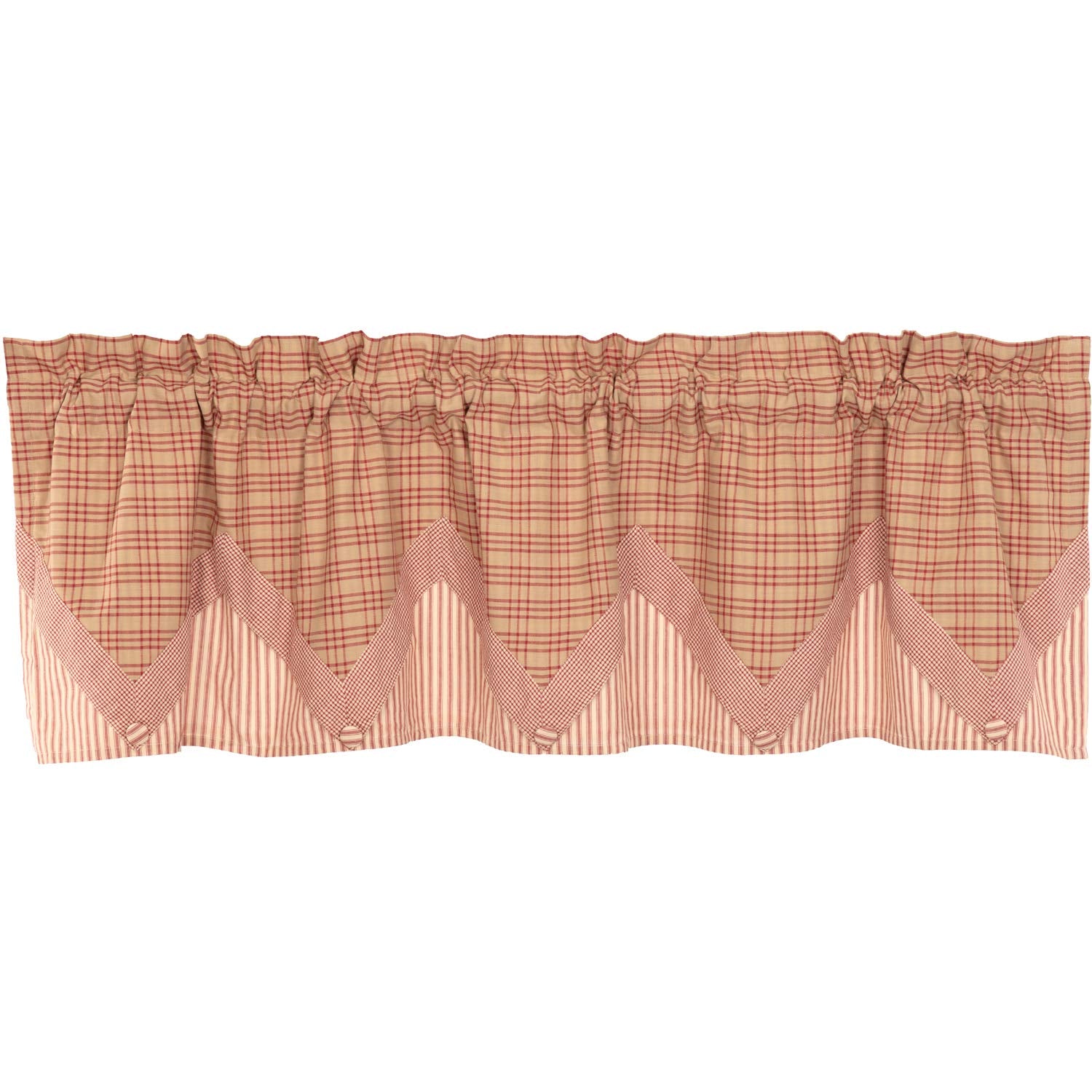 VHC Brands Sawyer Mill Red Valance Layered 20x72