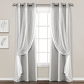 Lush Decor Star Sheer Insulated Grommet Blackout Window Curtain Panel Pair, 84 L x 38 W, Light Gray