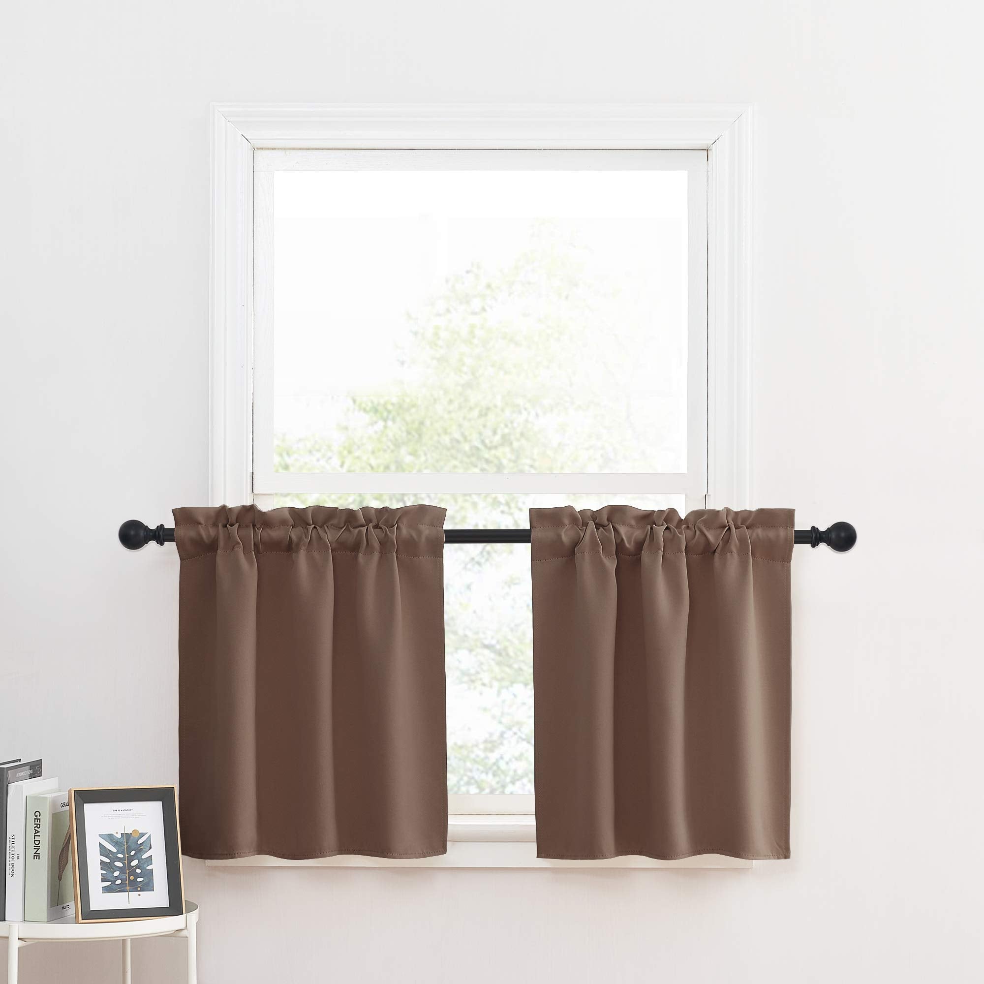 NICETOWN Short Curtains for Cafe - Thermal Insulated Light Reducing Blackout Small Window Tier Drapes for Half Window/Bedroom Th