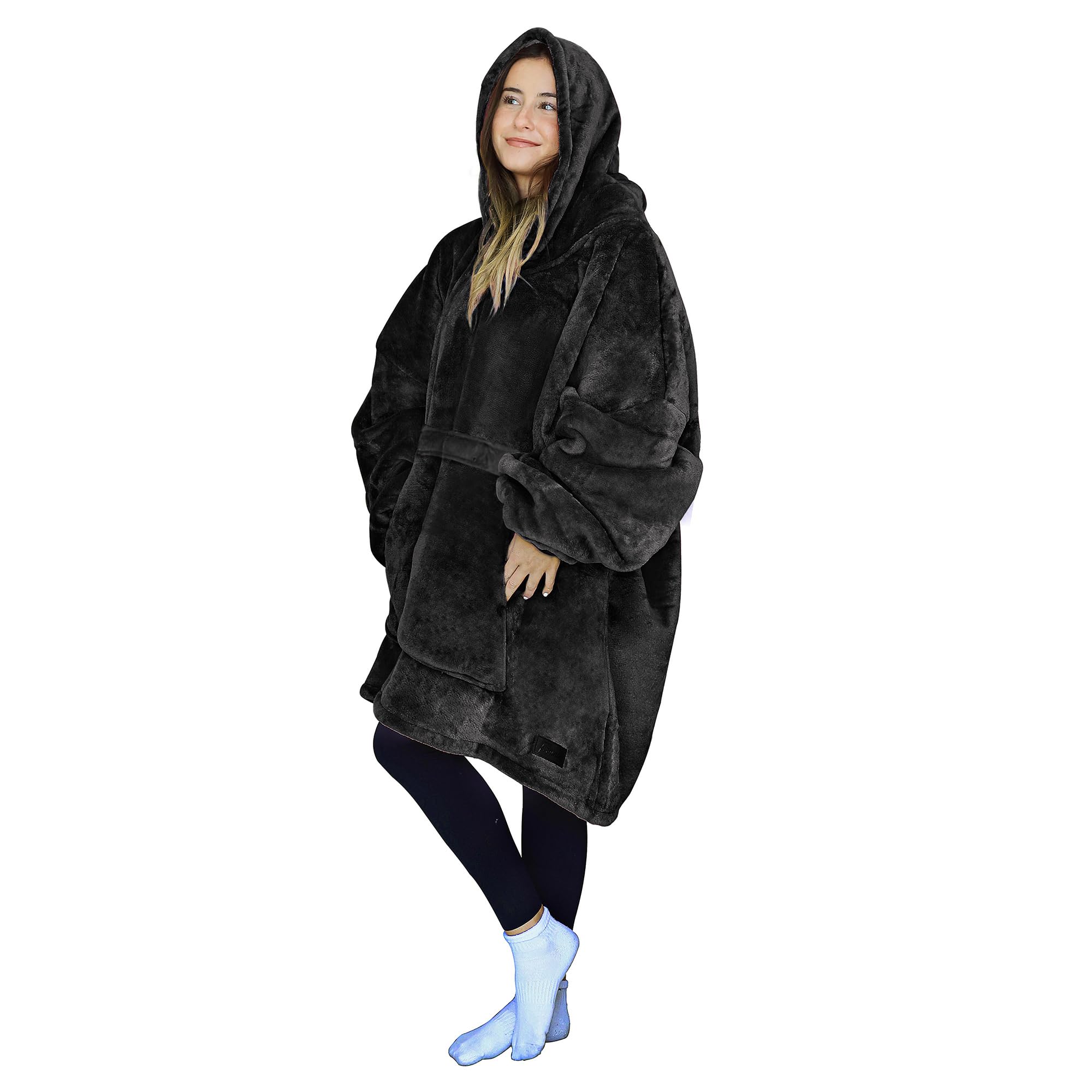 Oversized Hoodie Blanket Sweatshirt Comfortable Sherpa Giant Wearable Blankets Gift for Adults Men Women Teenagers Wife Girlfrie