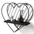 Afuly Floating Shelves - Black Wall Shelf, Heart Shaped Modern Minimalist Storage Rack Organizer for Bedroom, Bathroom, Living R