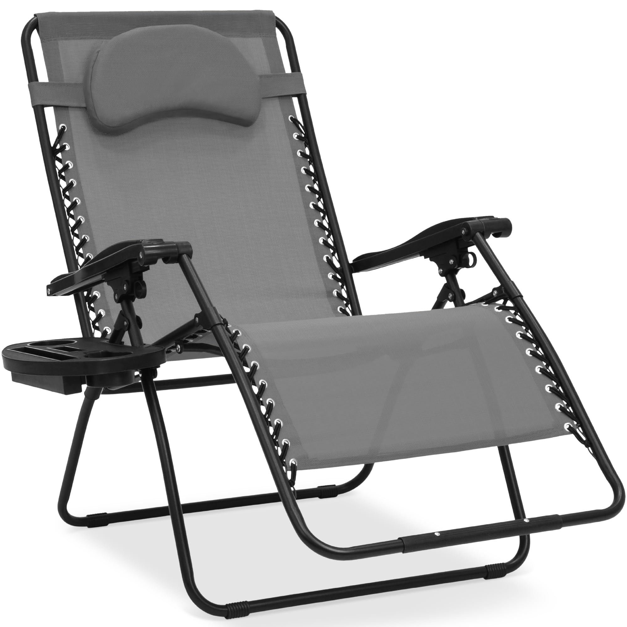 Best Choice Products Oversized Zero Gravity Chair, Folding Outdoor Patio Lounge Recliner w/Cup Holder Accessory Tray, Pillow - I