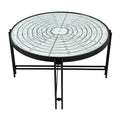 Benjara BM285039 32 in. Nautical Vintage Compass Design Mirror Top Coffee Table - White & Black