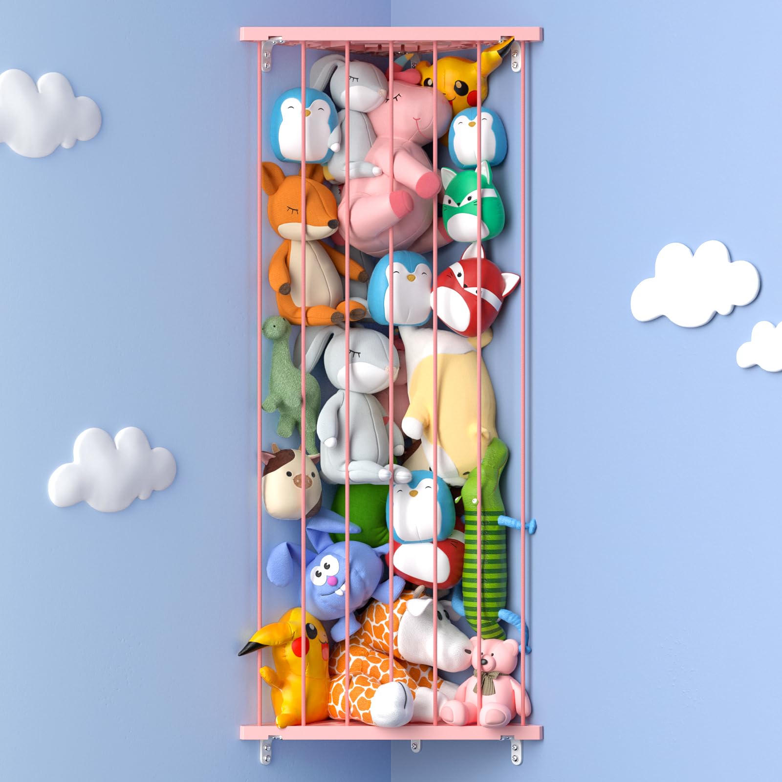Stuffed Animal Storage Shelf Organizer(Patented) - Corner Stuffed Animal Holder Length Adjustable - Wall Plush Storage for Nurse