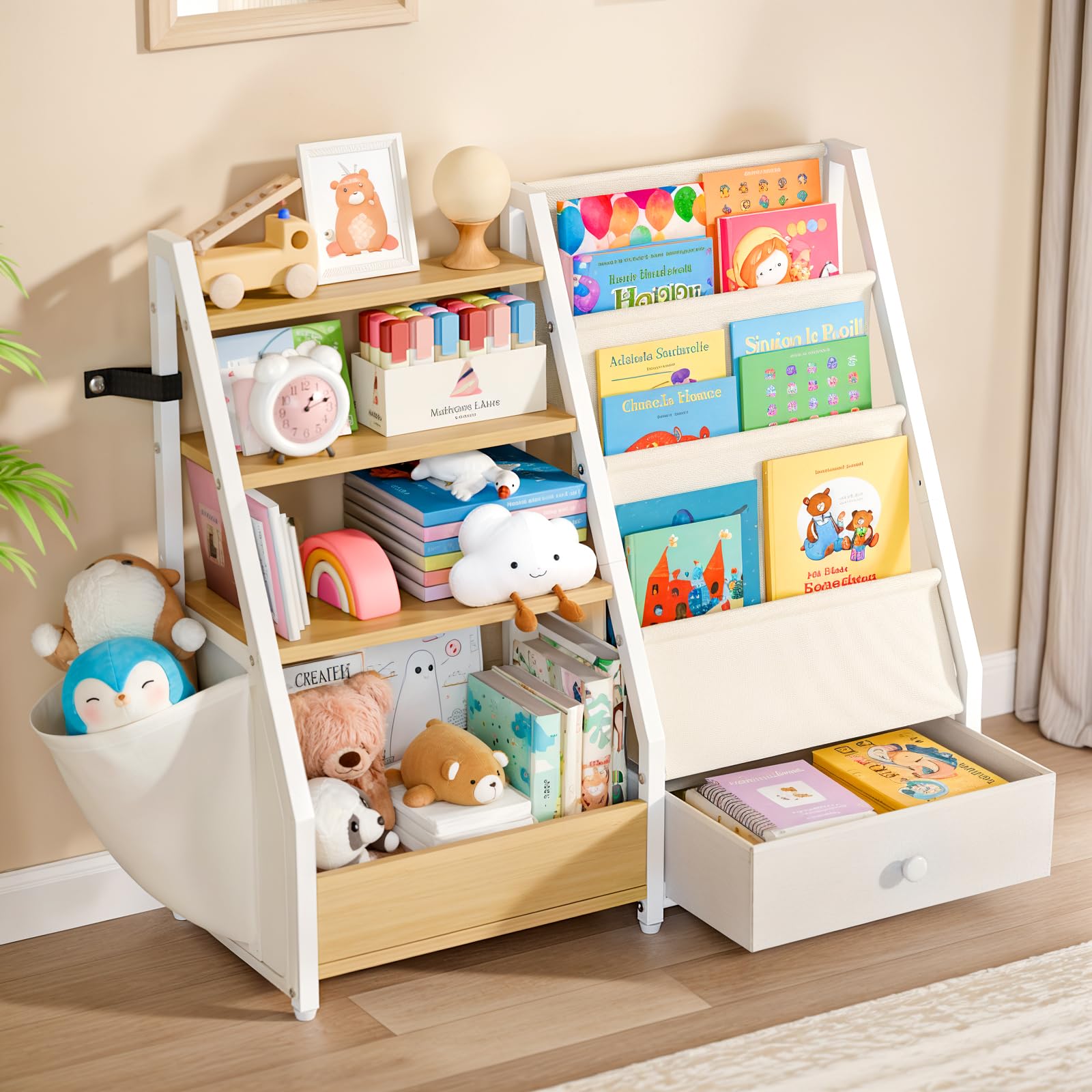 HAVLOTII Kids Bookshelf and Toy Storage - Kids Book Shelf for Kids Rooms, Toddler Bookshelf Baby Bookcase for Nursery, Montessor