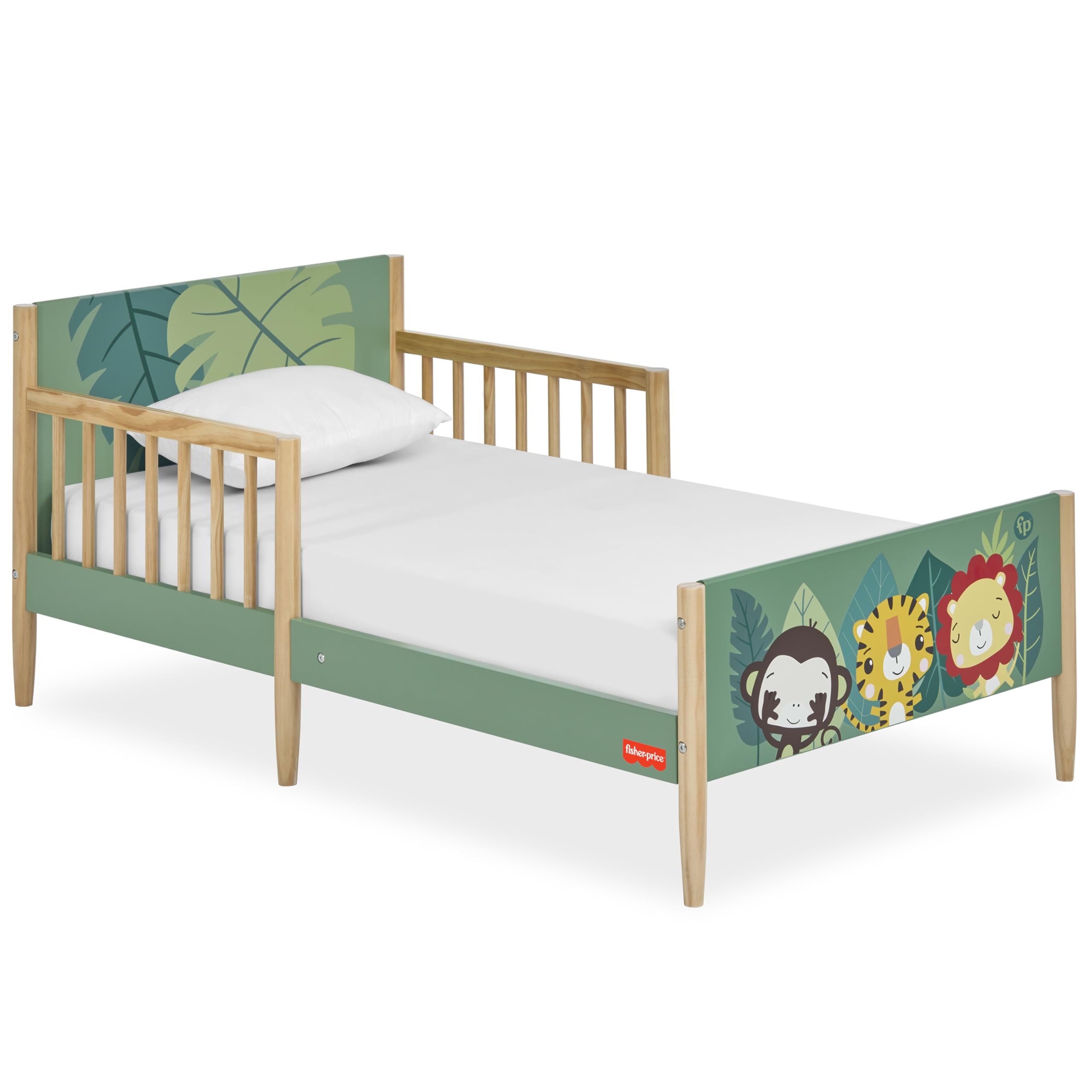 Dream On Me Fisher-Price Fauna Collection Safari Toddler Bed, Jungle Print, JPMA Certified, Easy to Assemble