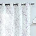 FMFUNCTEX White Curtains 84    for Living Room Grey and Lilac Tree Branches Print Curtain Set Linen Textured Semi-Sheer Window D
