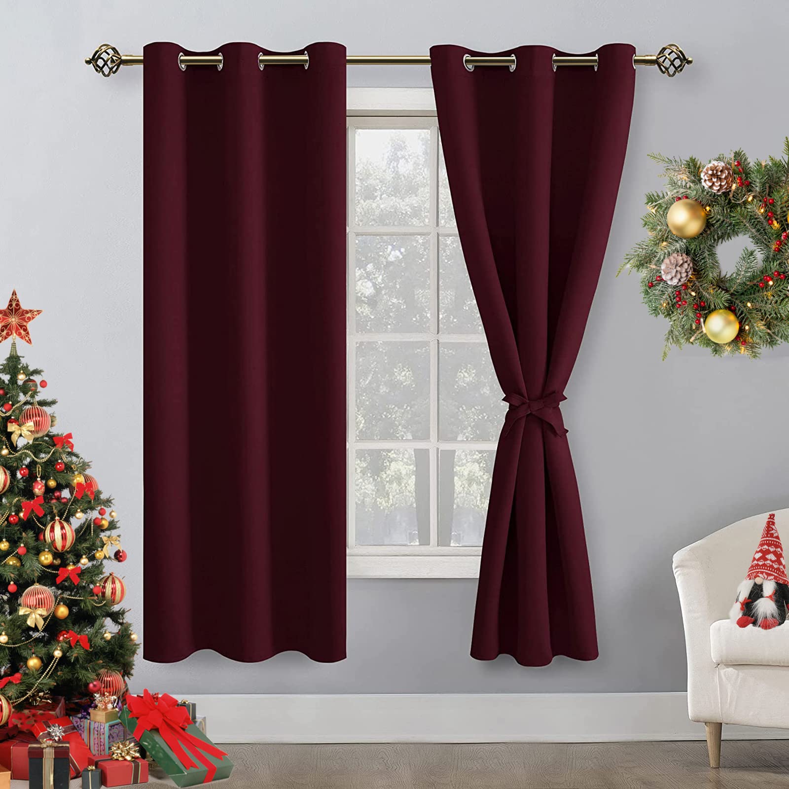 Hiasan Blackout Curtains for Bedroom, 42 x 63 Inches Length - Thermal Insulated & Light Blocking Window Curtains for Living Room