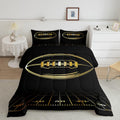 Football Bedding Set Full Kids Rugby Sports Comforter Set American Football Comforter Set for Boys Golden Black Room Decor Light