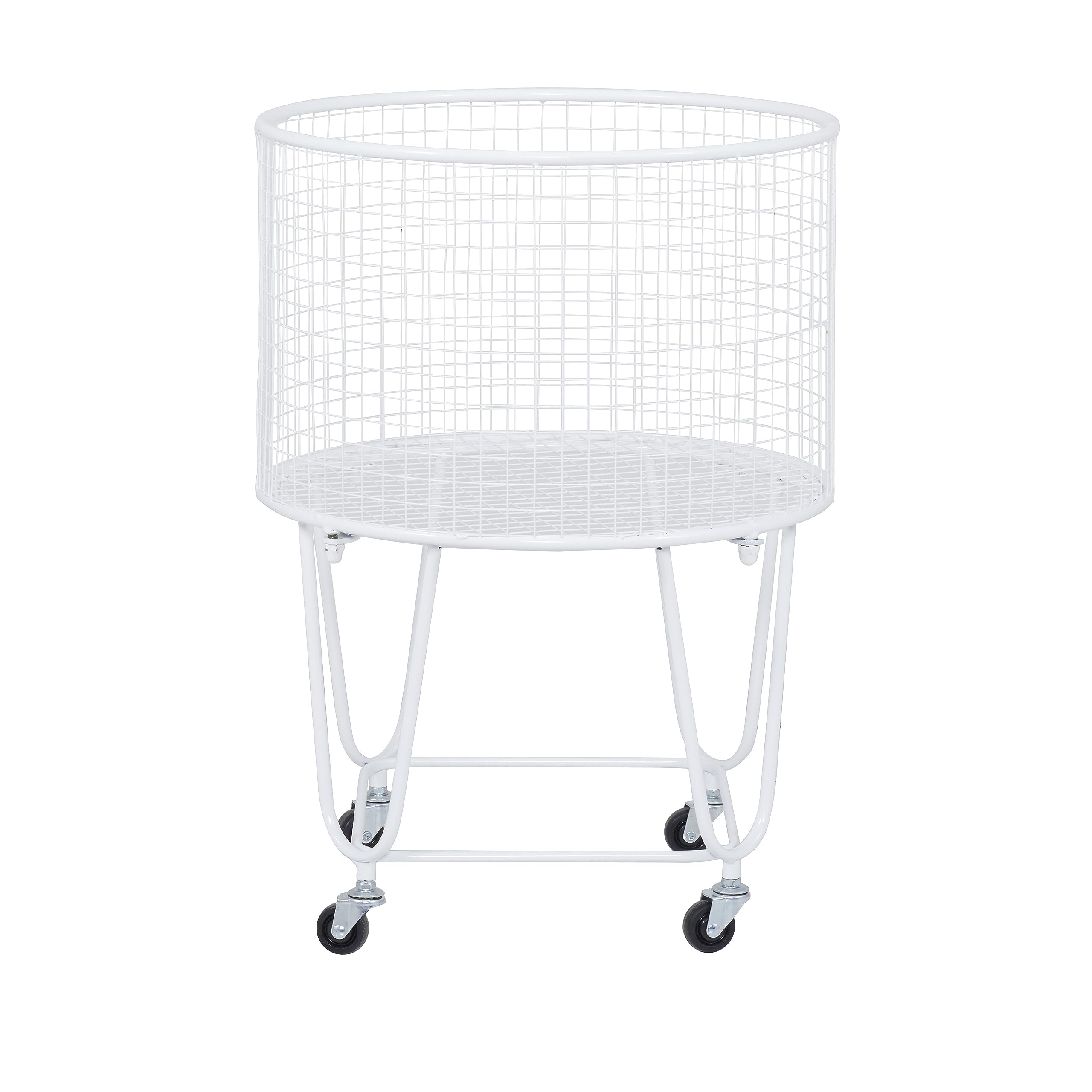 Deco 79 Metal Round Storage Cart with Wheels, 18 x 18 x 24, White