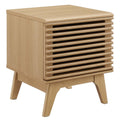 Modway Render Wood & Vinyl Record Display Stand with Hinged Door in Oak