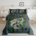 Kids Green Camouflage Bedding Set Camo American Flag Comforter Set for Boys Girls Farmhouse Fishing Decor Comforter Wild Quilted