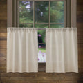 Valea Home Linen Kitchen Curtains 24 Inch Length Rustic Farmhouse Crude Short Cafe Curtains Rod Pocket Tiers for Small Window Ba