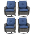 Rilyson Wicker Rocking Chair Swivel Chairs - 4 Piece Rocker Patio Chairs Set Rattan Rocking Chair for Outdoor Porch Deck Garden 