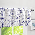 Luvyohmee Tree Branch Printed Curtain Valance, 18 inches long Window Treatment Valance, Navy Blue and Grey Window Valances for K
