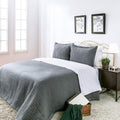 ELEGANT LIFE HOME Cotton Yarn Dyed Chambray Collection Cotton Fill - Lightweight Square Detailed Stitching Bedding Quilt, Twin G