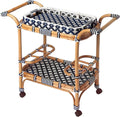 Butler Specialty Selena Rattan Bar Cart in Blue and White