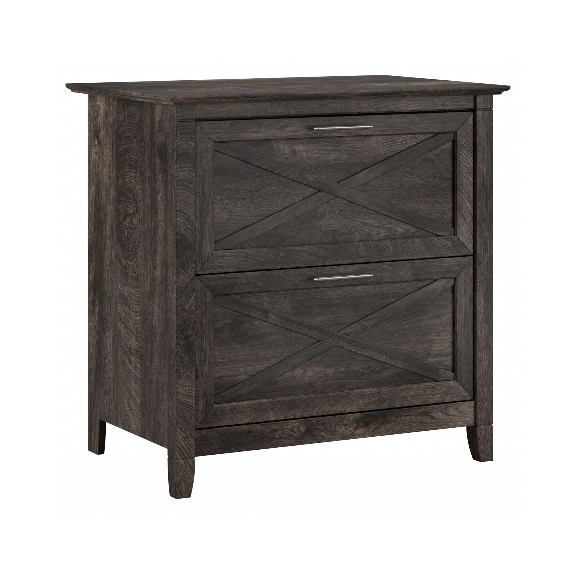 Bush Furniture Key West 2 Drawer Lateral File Cabinet in Dark Gray Hickory | Document Storage for Home Office | Accent Chest wit