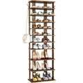 HOMEFORT 10-Tier Vertical Shoe Rack, Corner Shoe Tower, Double Rows 10 Tiers Shoe Shelf, Slim Shoe Storage Unit for 20 Pairs of 